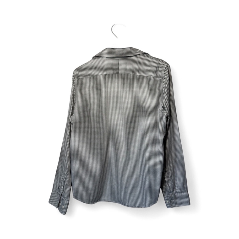 Chaps Classics Houndstooth Button Down Top Black … - image 2